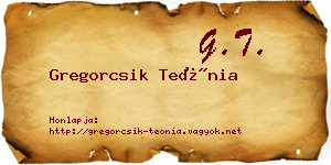 Gregorcsik Teónia névjegykártya